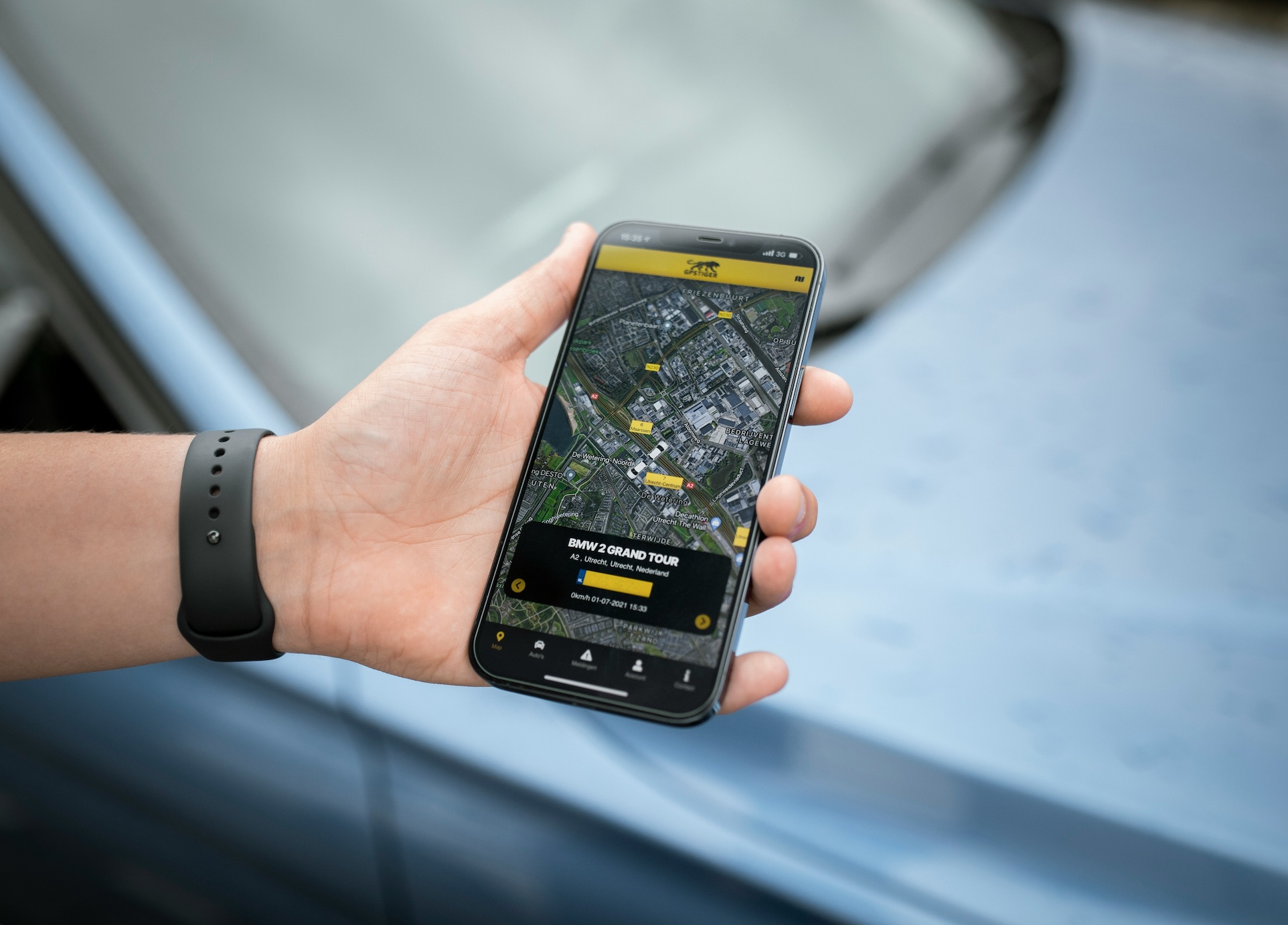 Person holding smartphone displaying GPS program; image by Maxim Hopman, via Unsplash.com.